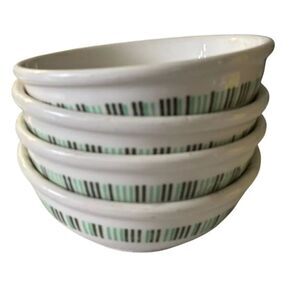 4 Buffalo China 5 1/4” Green Stripe Restaurant Ware Bowls